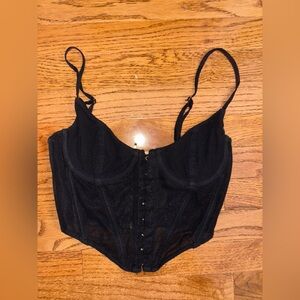 White Fox Black Mesh Corset Top